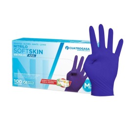 GUANTES NITRILO SIN POLVO AZUL SOFT 3GRS 100UD