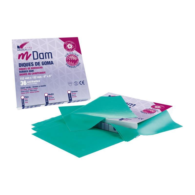 DIQUE DE GOMA VERDE 36 UDS.