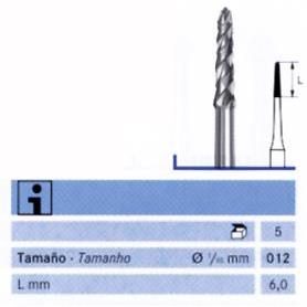 FRESA CIRUGIA FG H254E-012 TUNGSTENO KOMET 5 UDS.