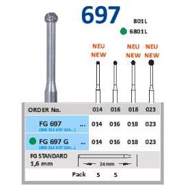 FRESA FG 801L-016 DIAMANTE HORICO GERMANY 5 UDS. FG697-016 M-Sin aro