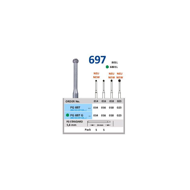 FRESA FG 801L-016 DIAMANTE HORICO GERMANY 5 UDS. FG697-016 M-Sin aro