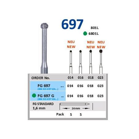 FRESA FG 801L-016 DIAMANTE HORICO GERMANY 5 UDS. FG697-016 M-Sin aro