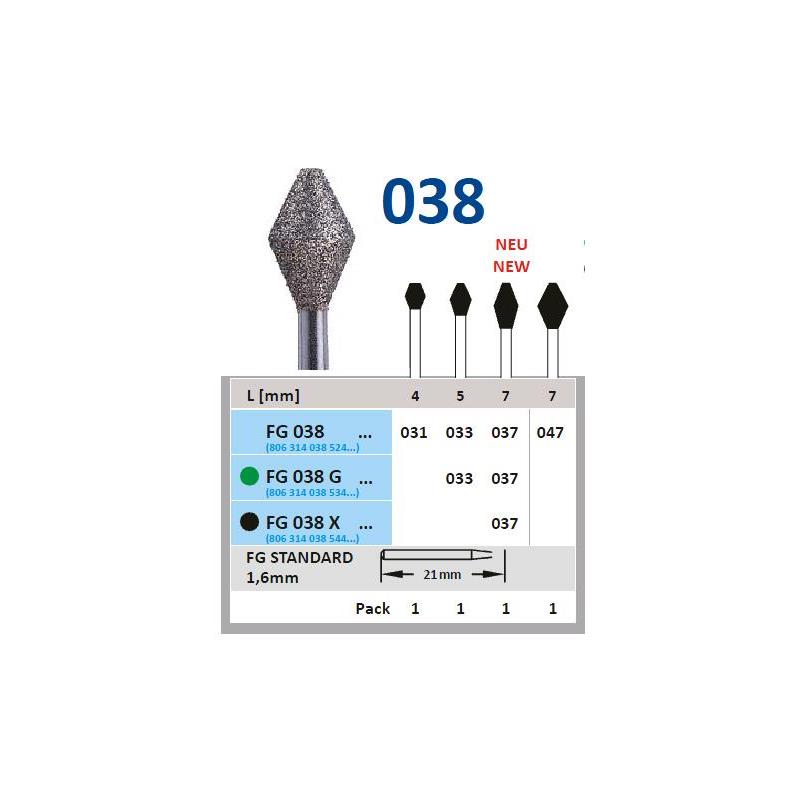 FRESA FG 811-033 DIAMANTE HORICO GERMANY 5 UDS. FG038-033 M-Sin aro
