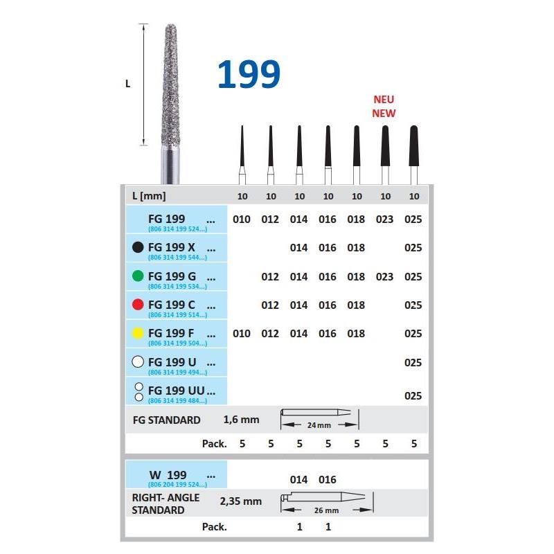 FRESA FG 850-016 DIAMANTE HORICO GERMANY 5 UDS. FG199-016 M-Sin aro