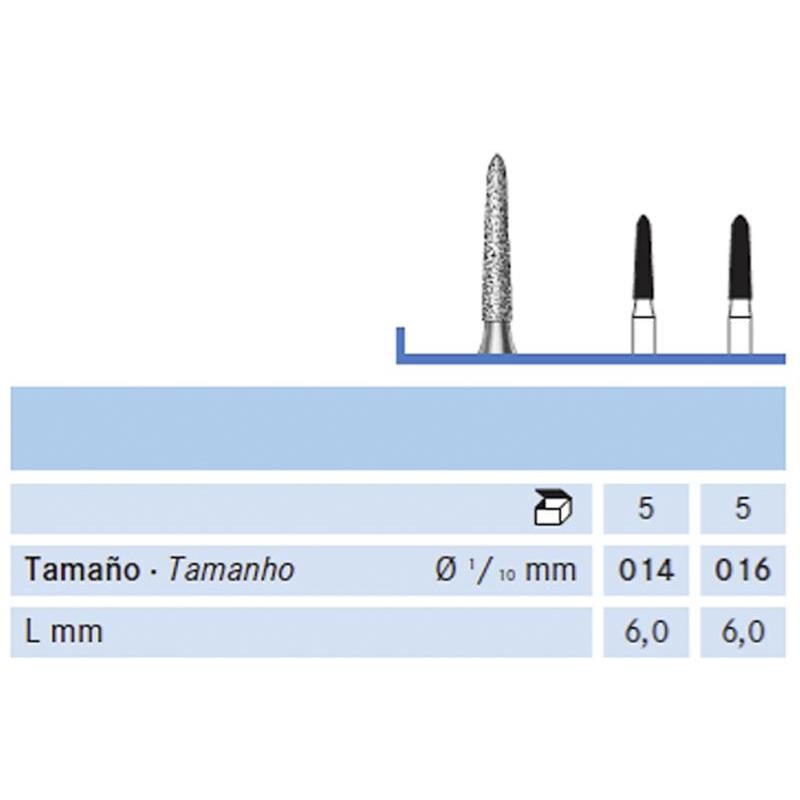 FRESA FG 877K-016 DIAMANTE KOMET 5 UDS. M-Sin aro