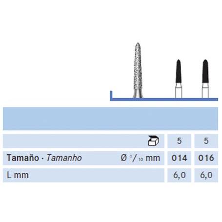 FRESA FG 877K-016 DIAMANTE KOMET 5 UDS. M-Sin aro