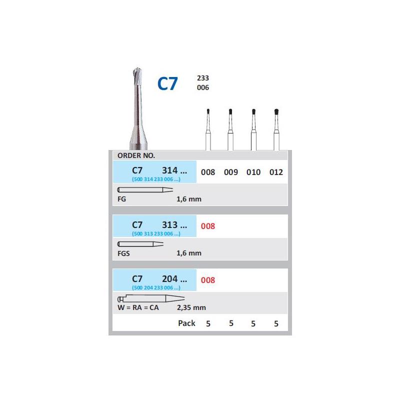 FRESA FG H7-TUNGSTENO HORICO GERMANY 5 UDS.